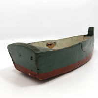 Green and Red Painted Wonderful Old Wooden Toy Row Boat