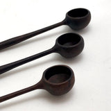 Turned Walnut Salt Spoons - Set of Three
