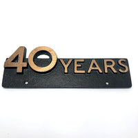 Cast Brass "40 Years" Wall Mount Plaque