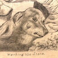 Marshall J. Rockwell Antique Pencil Drawings, Girl with Dogs and Portrait