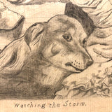 Marshall J. Rockwell Antique Pencil Drawings, Girl with Dogs and Portrait