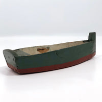 Green and Red Painted Wonderful Old Wooden Toy Row Boat
