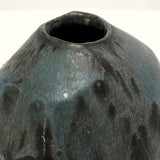 Don Curreri Faceted Blue and Black Signed Pottery Bud Vase