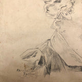 Marshall J. Rockwell Antique Pencil Drawings, Girl with Dogs and Portrait