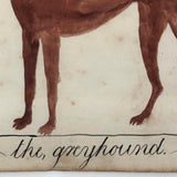 Late 1830s Naive British Ink and Watercolor: The Greyhound