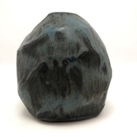 Don Curreri Faceted Blue and Black Signed Pottery Bud Vase