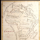 Wonderful Large 1817 Hand-drawn Ink and Watercolor Map of Africa by Lucy Davis