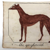 Late 1830s Naive British Ink and Watercolor: The Greyhound