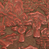 Antique Finely Carved Large Chinese Cinnabar Box with Blue Enameled Interior