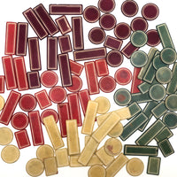 Lovely Set of Antique Bone Gaming Chips in Hand-painted Floral Boxes