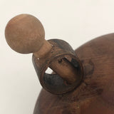 Solid Walnut Spinning Toy Top with Copper Detail