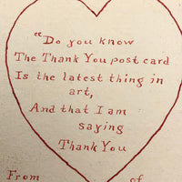 Hand-drawn "The Thank You is the Latest Thing in Art" Antique Postcard
