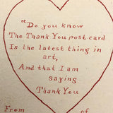 Hand-drawn "The Thank You is the Latest Thing in Art" Antique Postcard