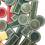 Lovely Set of Antique Bone Gaming Chips in Hand-painted Floral Boxes