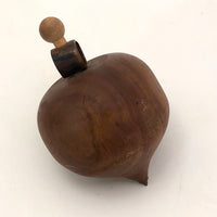 Solid Walnut Spinning Toy Top with Copper Detail