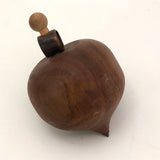 Solid Walnut Spinning Toy Top with Copper Detail