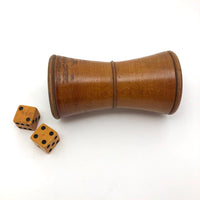 Antique Treen Dice Cup with Celluloid Dice