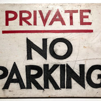 Private No Parking Old Hand-painted Wooden Sign
