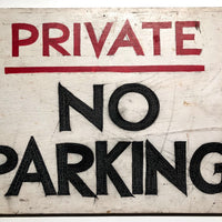 Private No Parking Old Hand-painted Wooden Sign