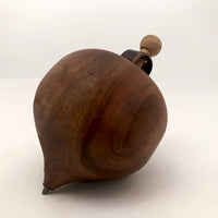Solid Walnut Spinning Toy Top with Copper Detail