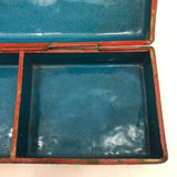 Antique Finely Carved Large Chinese Cinnabar Box with Blue Enameled Interior