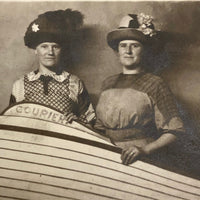 Hatted Women with Prop Boat, Real Photo Postcard, 1911