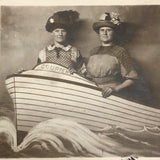 Hatted Women with Prop Boat, Real Photo Postcard, 1911