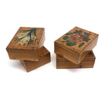 Lovely Set of Antique Bone Gaming Chips in Hand-painted Floral Boxes