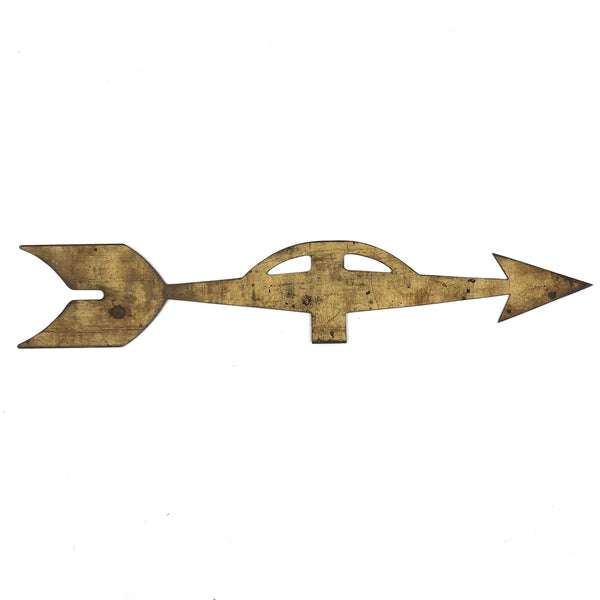 Old Brass Weathervane Pointing Arrow