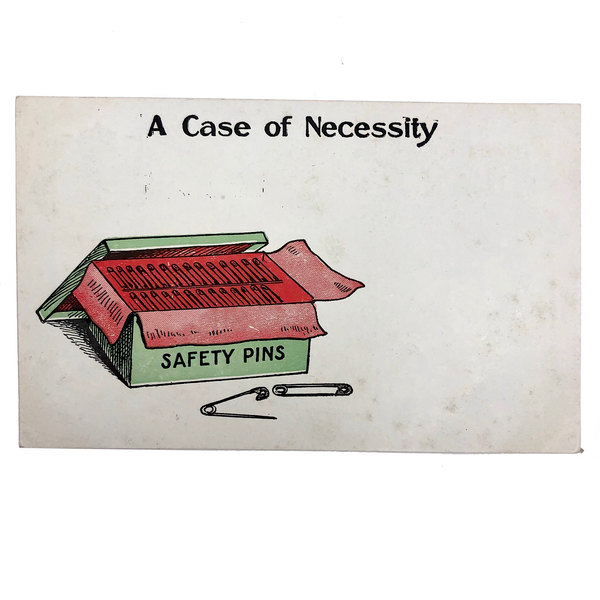 A Case of Necessity Box of Safety Pins Antique Postcard