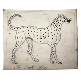 Late 1830s Naive British Ink and Watercolor: The Coach Dog