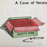 A Case of Necessity Box of Safety Pins Antique Postcard