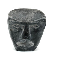 SOLD Wonderful Inuit Carved Stone Head with Mustache and Goatee, Dated 1967, Signed Elijah