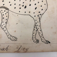 Late 1830s Naive British Ink and Watercolor: The Coach Dog