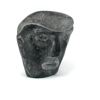 SOLD Wonderful Inuit Carved Stone Head with Mustache and Goatee, Dated 1967, Signed Elijah