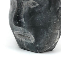 SOLD Wonderful Inuit Carved Stone Head with Mustache and Goatee, Dated 1967, Signed Elijah