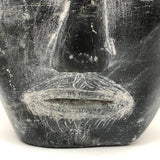SOLD Wonderful Inuit Carved Stone Head with Mustache and Goatee, Dated 1967, Signed Elijah