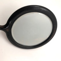 Black Antique Bevelled Glass Hand Mirror with Looped Handle
