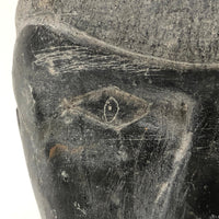 SOLD Wonderful Inuit Carved Stone Head with Mustache and Goatee, Dated 1967, Signed Elijah