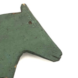 Beautiful Large Antique Wooden Folk Art Horse in Original Green Paint