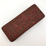 Antique Finely Carved Large Chinese Cinnabar Box with Blue Enameled Interior