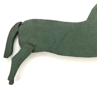 Beautiful Large Antique Wooden Folk Art Horse in Original Green Paint