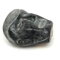 SOLD Wonderful Inuit Carved Stone Head with Mustache and Goatee, Dated 1967, Signed Elijah