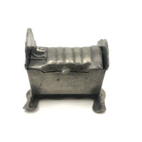Curious Old Pewter Cradle Shaped Box with Baby!