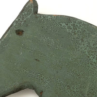 Beautiful Large Antique Wooden Folk Art Horse in Original Green Paint