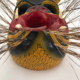 Mexican Vintage Hand-painted Wood Jaguar Dance Mask with Tusks and Quills