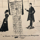 Hand-drawn Antique British Postcard, "Yes Madam Both Chairs Are Comfortable"