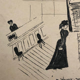 Hand-drawn Antique British Postcard, "Yes Madam Both Chairs Are Comfortable"