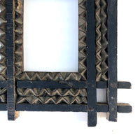 Painted Chip Carved Antique Tramp Art Double Frame