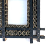 Painted Chip Carved Antique Tramp Art Double Frame